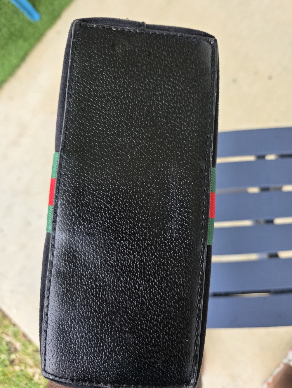 Gucci Black Suede Crossbody Bag Women Green-Red Stripe Detach Strap 7x11 - Picture 13 of 16